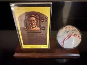 Cleveland Indians Bob Feller Signed American League Baseball HOF Card + Display - Picture 1 of 4