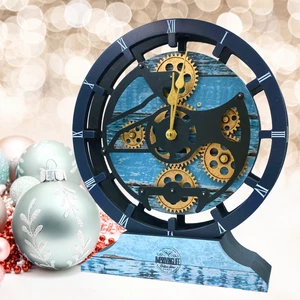The Gears Clock CANADA LINE DESK CLOCK ROUND (HYBRID WALL) 10 INCH OCEAN BLUE - Picture 1 of 23