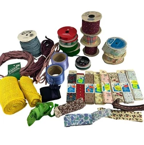 Large Mixed Lot Mostly Vintage Ribbon Offray Floral Solid Burlap Paper Twist - Picture 1 of 7