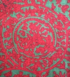 Vtg Cotton Kismet Batik Floral W36”xL5.5Yds Red&Teal Green; The Cause of Destiny - Picture 1 of 10