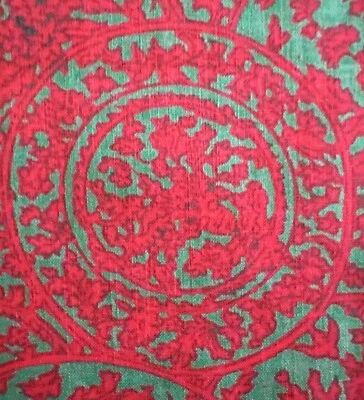 De Colección Algodón Kismet Batik Floral W36”xL5.5Yds Rojo y Verde azulado; La Causa del Destino Foto 1 de 4