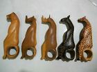  LOT OF 5 Genuine Besmo WOOD  Hand Carved 8'' Napkin Rings made in Kenya ANIMALS