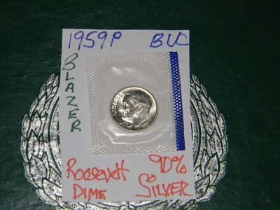 1959 P  Roosevelt Dime. Fully Separated Horizontal Torch Lines. Nice BU. (Inv.) - Image 1 of 4