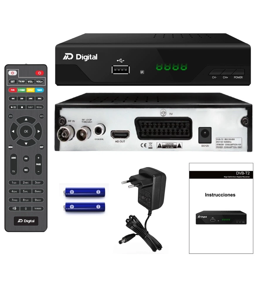 TDT Receptor Digital Full HD DM-Digital TNT/DTT, DVB-T2, USB, HDMI, SCART, PVR