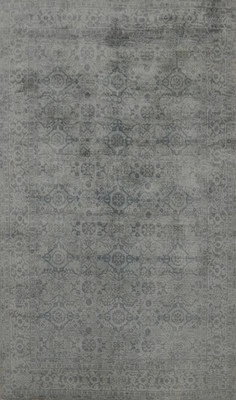 Handmade Transitional Gray Silk Carpet Oushak Style Rug 5x8 Ft Oriental Area Rug - Image 1 of 4