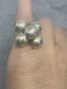 Vintage Mexico 950 Sterling Silver Balls / Bubbles Design 3.75 Ring READ 5.02g - Picture 1 of 11
