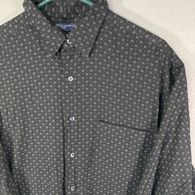 Nautica Mens L/G Black Rayon Long Sleeve Button Down Dress Shirt Pattern - Image 1 of 4