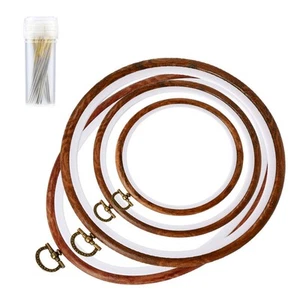 4 Pack Embroidery Hoop Ring, Imitated Wood Display Frame Circle and Oval Embr... - Picture 1 of 7
