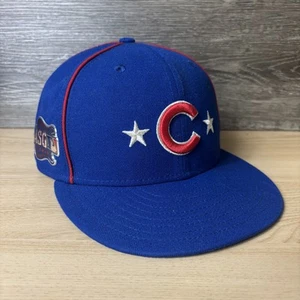 Chicago Cubs Hat Cap Fitted Mens 7 1/4 Blue Red MLB Baseball All Star New Era - Picture 1 of 8