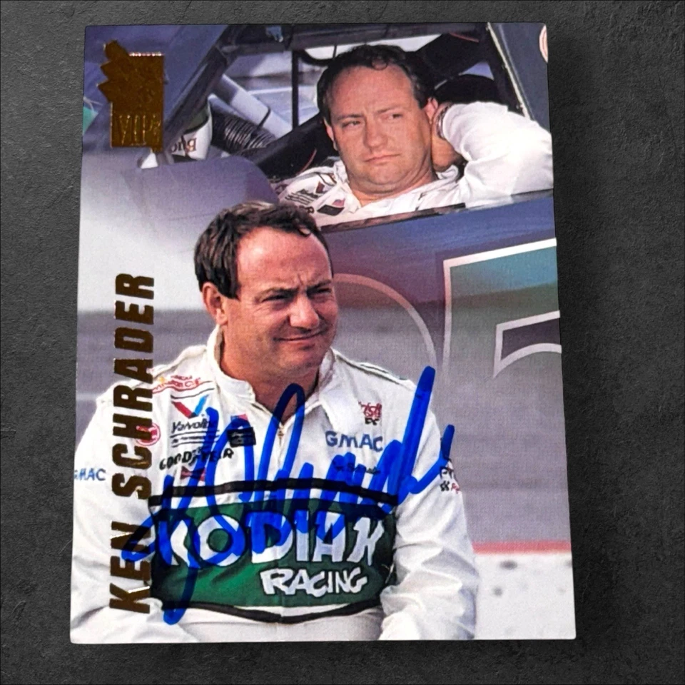 Ken Schrader LEGEND KODIAK VINTAGE NASCAR 1994 PRESS PASS VIP #28 signed card - Image 1 of 1