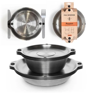 - MAGWARE - Magnetic Plates and Bowls Sets, Camping Tableware, Stainless Stee... - Picture 1 of 8