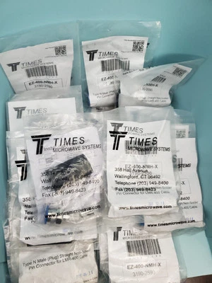TIMES MICROWAVE SYSTEMS (x10)Times Microwave EZ-400-NMH-X N Male Crimp Captivated Connector for LMR-400
