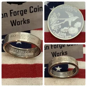 Anillo moneda cuarto estado plata Oklahoma OK - Imagen 1 de 4