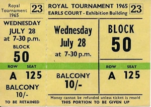 TORNEO REAL 1965 - Talón de boleto original para Earls Court con fecha 28 de julio - Imagen 1 de 1