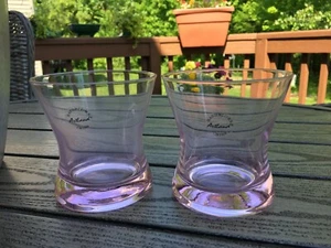 SET 2 HAND BLOWN ARTLAND CHINA CLEAR PINK DRINK 4'' WATER GLASSES HEAVY BOTTOM - Picture 1 of 5