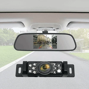 Car Backup Camera Rear View Parking System 4.3" Mirror Monitor with Car Charger - Picture 1 of 12