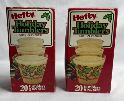 复古重型塑料杯圣诞假日玻璃杯水晶 40 合 2 盒 — 第 1/4 张图片