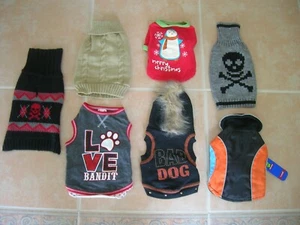 7 Dog Puppy Clothes Size XS BOY Shirts Hoodie Skull Sweaters Vest Clothing - Picture 1 of 12