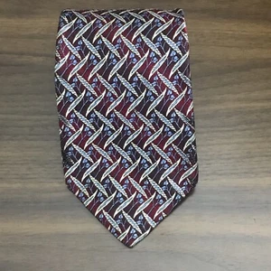 ROBERT TALBOTT Studio Men's Silk Necktie USA Designer FLORAL Red/Blue Woven - Picture 1 of 8