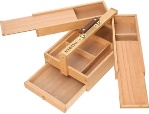 Artist Supply Storage Box - Portable Foldable Multi-Function Beech Wood Artist T - Picture 1 of 6