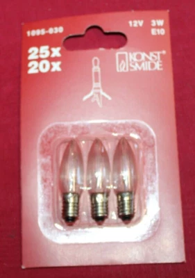 Ersatzbirnen 3 Stück 12 V  3 W  E10 für Lichterkette Neu OVP Klar - Bild 1 von 2
