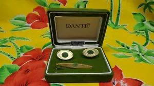 VINTAGE DANTE ORIGINALE GIADA UOMO POLSINI E CRAVATTA *NUOVO CON SCATOLA* - Foto 1 di 2