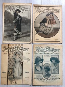 4x Revues LA MODE PRATIQUE illustrée Année / Year 1920 #11 #15 #19 #52 - Foto 1 di 3