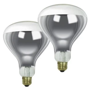 2Pack Heat Lamp R40 Clear Reflector Head Glass Lamp, E26, 375W, 2600K, 125V - Picture 1 of 5