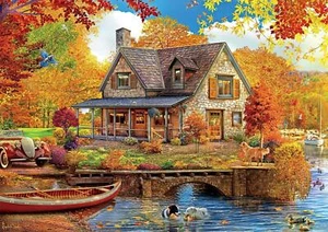 Games - Country Life - Autumn Lake House - 500 Piece Jigsaw Puzzle for a - Picture 1 of 6