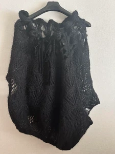 Junya Watanabe Comme Des Garcons Hand Knitted Poncho Black Rare Used From Japan - Picture 1 of 15
