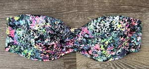 Victoria’s Secret Flirt Bandeau Sin Tirantes Natación Top Alambre Estampado Abstracto 32B - Imagen 1 de 7