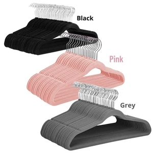 25-150x Velvet Non-Slip Clothes Hangers Flocked Coat Trouser Slim Space Saver - Picture 1 of 41
