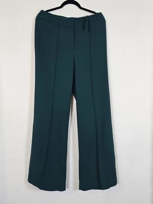 Express editor signature  stretch  high waisted flare Trouser  size 12 R Green  - Image 1 of 4