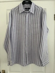 M&S Marks And Spencer Men’s stripe Linen Shirt Sz XL, chest 50” Big & Tall - Picture 1 of 6