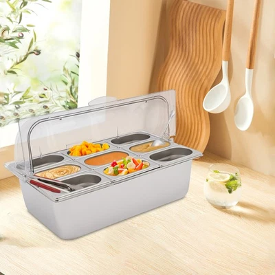 Food Serving Container Flip Top Serving Container with Lid + 9 Spoons & Clamps - Image 1 of 4