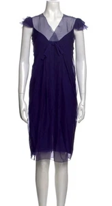 *Vestito donna Valentino Crepe taglia 6 seta viola con volant manica ad aletta nuovo *difetti* - Foto 1 di 14