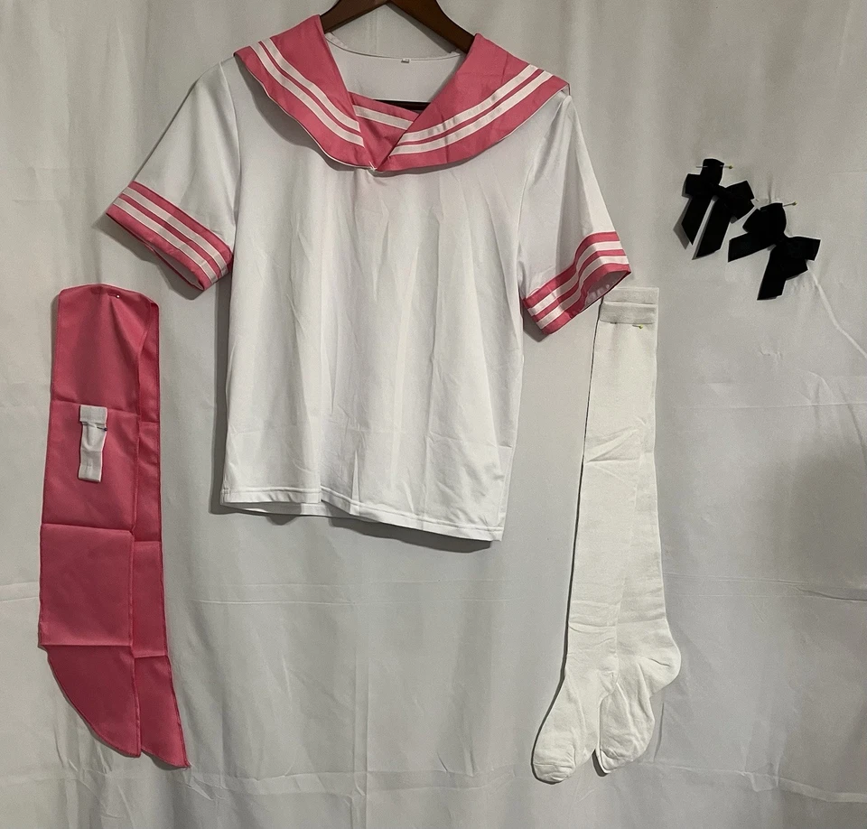 Anime japonés clásico, colegiala, marinero rosa, top con accesorios, mediano Cos-1384 Foto 1 de 3