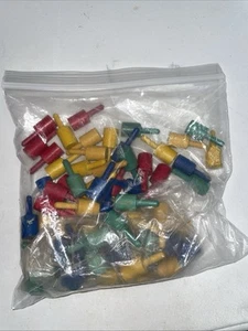 Vintage Wood Colored Game Pieces Pegs 63 Pieces - Picture 1 of 1