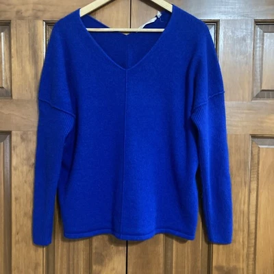 Suéter Pullover Soft Surroundings 100% Cachemira Azul Cobalto Cuello en V Para Mujer Talla L Foto 1 de 4