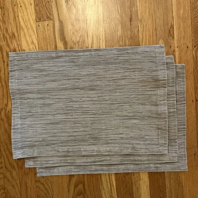 Set 3 Crate & Barrel Grasscloth Placemat 100% Cotton Cork Beige - Image 1 of 4