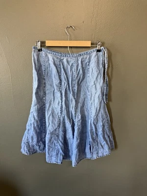 Maxi falda larga de lino de mezclilla azul talla 8 de Liz Claiborne para mujer Foto 1 de 3