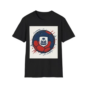 Palm Tree Crest Soccer Ball T-Shirt | Red Blue Vintage - Picture 1 of 9