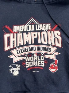 Sudadera con Capucha de Béisbol Cleveland Indians Azul 2016 Serie Mundial Campeones de la Liga Americana Talla XL - Imagen 1 de 3