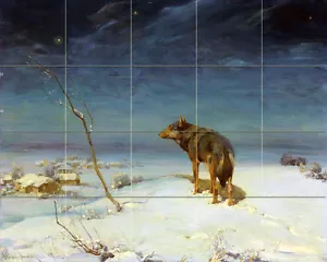Art Wildlife Landscape Wolf Ceramic Mural Backsplash Bath Tile #2253 - Picture 1 of 1