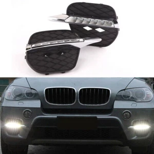 2Pcs LED DRL Daytime Running Lights Fog light Driving Bumper Fit For BMW X5 11+ - Picture 1 of 6