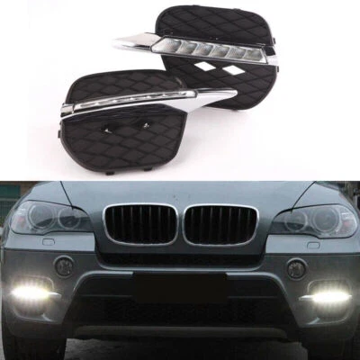 2Pcs LED DRL Daytime Running Lights Fog light Driving Bumper Fit For BMW X5 11+ - Image 1 of 4