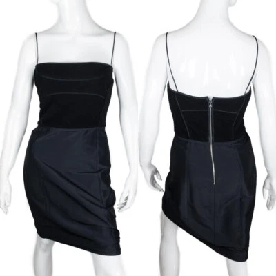 Vestido Narciso Rodriguez Negro Cóctel Correa Espagueti LBD IT 42 US 6 2000s Y2K Foto 1 de 4