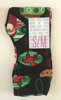 NWT LuLaRoe Kids' S/M Christmas Holiday ORNAMENT Santa BLACK Leggings *UNISEX* - Image 1 of 2