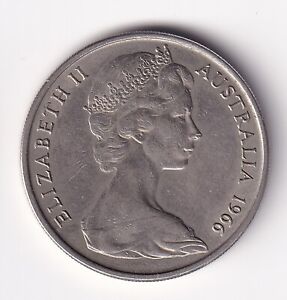 AUSTRALIA 1966 20 cents -KM66- Elizabeth II- R534A circulated
