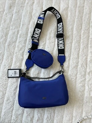 DKNY Electric Blue Cairo MD Pouchette Crossbody Bag with Airpod Case Pouch - Image 1 of 4
